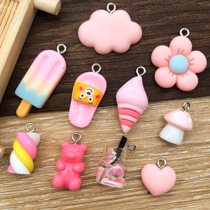 Cute Cartoon Pink Resin Cloud And <b>Flower</b> Pendant For Necklace Making DIY Jewelry Components Summer 2023 Yiwu Origin - Product Image 3