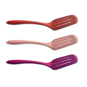 Yeni moda yapışmaz Turner gıda sınıfı pişirme oluklu spatula mutfak eşyası silikon turner