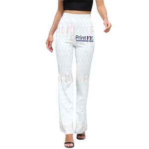 Image personnalisée Pantalon large évasé décontracté pour femmes Tissu tissé doux et respirant Taille moyenne Fermeture à glissière Automne Vêtements de bureau colorés - Product Image 5