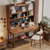 Bureau d'étude multifonctionnel en bois massif de style nordique pour étudiants avec étagère à trous perforés, tout-en-un pour usage domestique