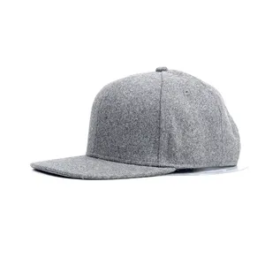 Oem Bulk Milieuvriendelijke Wollen Sporthoeden Platte Rand Baseballpet Custom Logo Effen Fleece Snapback Cap Gorras