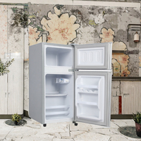 Réfrigérateur compact à double porte en acier inoxydable à économie d'énergie pour la maison, les dortoirs et l'hôtellerie, alimentation électrique