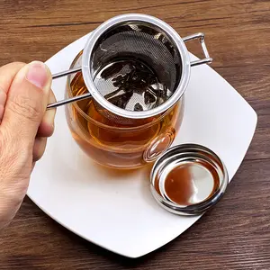 Tùy chỉnh trà Infuser thép không gỉ tốt lưới trà dốc lọc với đôi xử lý cho trà lỏng