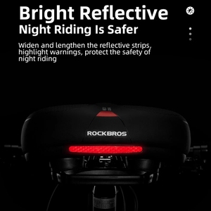 Selle de vélo de route ROCKBROS, surface imperméable en PU, mousse à mémoire de forme douce, antichoc, siège de vélo rond profilé, réfléchissant, selle de <span class=keywords><strong>VTT</strong></span> - Product Image 3