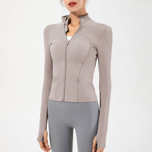 Stand Neck Full Sleeve Zipper <b>Yoga</b> <b>Jacket</b> Seamless Breathable Spandex Polyester Women's Activewear Top - Product Image 5