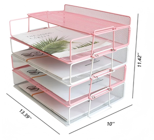 Metal Crafts <strong>Stackable</strong> 5 Tier Desktops Document <strong>Tray</strong> Holder Metal Mesh File <strong>Trays</strong> Iron Wire for <strong>Desk</strong> Organizers and Accessories - Product Image 3