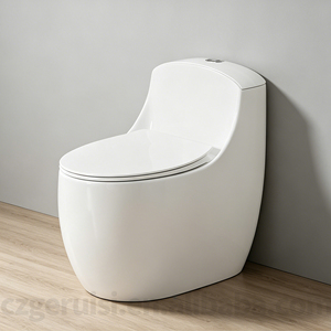 WC monobloc autoportant au design contemporain, bleu électroplaqué, en céramique, avec chasse d'eau à siphon - Product Image 4