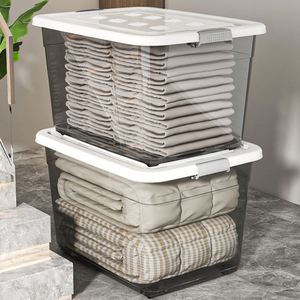 Plastic Transparent Storage <b>Box</b> Oversized and Thickened Suitable for Household Bedding <b>Moving</b> Miscellaneous Items Toys - Product Image 1