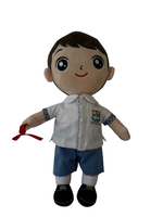 Robe de graduation personnalisée OEM, poupée garçon en peluche, broderie de nom personnalisée, uniforme scolaire exclusif, vêtements, jouet en peluche personnalisé, vente en gros