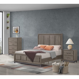Contemporary 2-<b>Drawer</b> <b>Storage</b> Nightstand Grey Oak Finish Metal Handle - Product Image 5