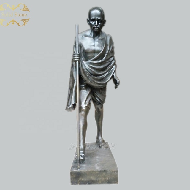 Superior Quality Cast Metal Bronze Figure Indian Gandhi Statue