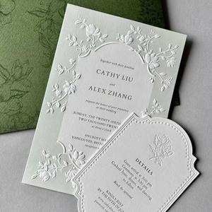 Invitaciones de Boda de Diseño Personalizado de Lujo al por Mayor, Papel Artístico con Relieve, Envío Rápido, Paquete a Granel - Product Image 5