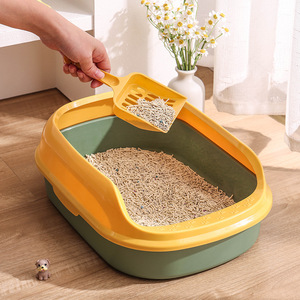 Bac à litière semi-fermé pour chat, bac à litière ovale anti-éclaboussures avec pédale, fournitures de nettoyage pour chat, fournitures pour animaux de compagnie. - Product Image 4