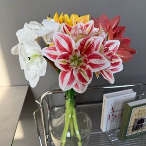 Fleurs d'amarilles artificielles Jinxi, bouquet en soie blanc, rouge, jaune, décorations pour la maison et les mariages - Product Image 1