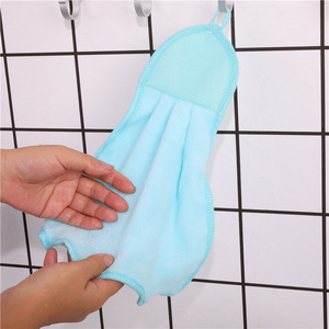 Solid color <b>hanging</b> hand <b>towel</b>, kitchen cleaning <b>towel</b>, absorbent dishcloth, coral fleece hand <b>towel</b>, dishcloth - Product Image 2
