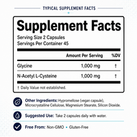 Capsules GlyNAC végétaliennes avec étiquette nette pour la nutrition, idéales pour les lignes de bien-être et les routines quotidiennes, avec offre OEM/ODM en marque blanche