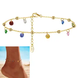SA-3 RINNTIN 14K Gold Italian 925 Sterling Silver Anklets For Women