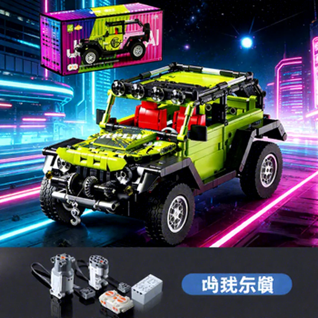 Wrangler verde todoterreno con control remoto, versión dinámica.