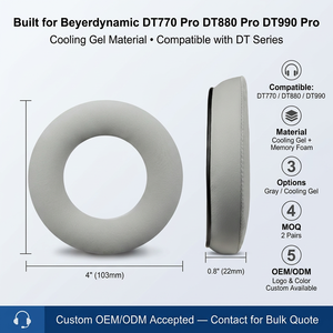 Coussinets d'oreille en Gel de refroidissement coussins coussinets remplacement pour casque <span class=keywords><strong>DT770</strong></span> Pro DT880/Pro DT 990/Pro - Product Image 2
