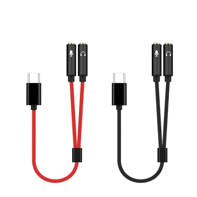 USB C to 3.5mm Aux Audio Headphone 2 Way Y Splitter DC Power Supply Adapter for Type C Cellphones & Tablets