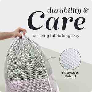 Bolsa de lavandería extragrande de poliéster con cordón, bolsa de almacenamiento de malla que protege el color para lavadoras, estilo moderno minimalista - Product Image 3