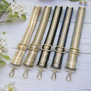 Großhandel 3,8 cm New Patterned Stripe Bag Strap Benutzer definierte gewebte verstellbare Metalls chn allen Tasche Schulter gurt für Umhängetaschen