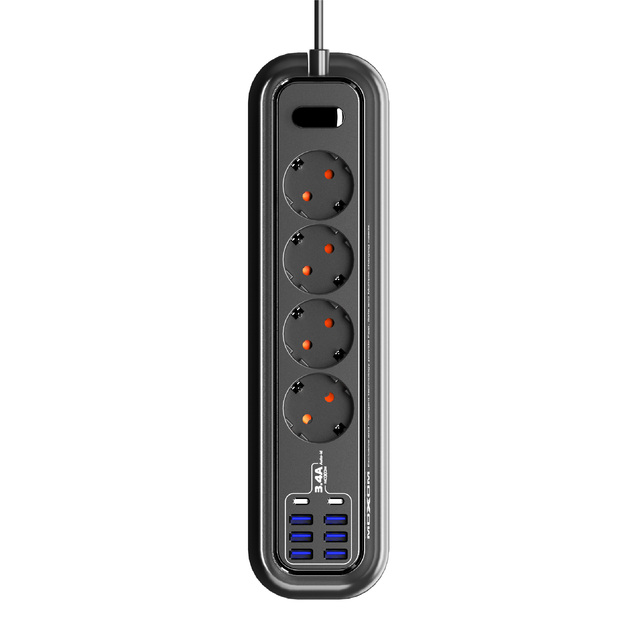 MOXOM Power Fortress Power Strip Travel Smart Extension Socket USB C Connect Universal Surge Protector 12 Outlets