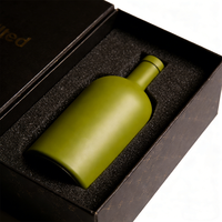 Bouteille en verre de style nordique personnalisée, vert mat, 50 ml, 100 ml, 200 ml, 375 ml, 500 ml, 750 ml, pour tequila, huile d'olive, avec bouchon et boîte d'emballage