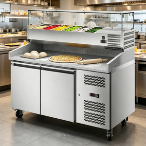Premium Grade Refrigerated Prep Table Featuring Solid Granite Worktop Clear Glass <b>Cover</b> Commercial - Product Image 1