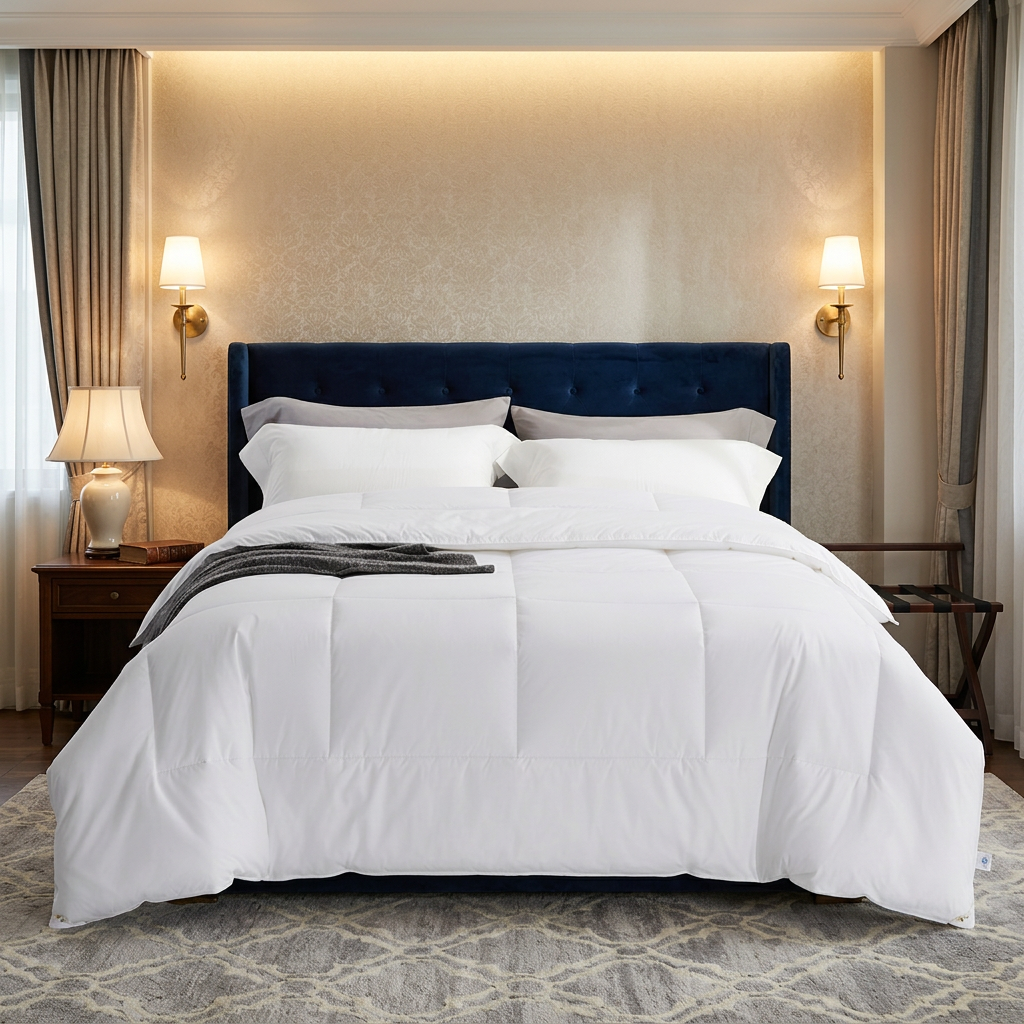 100% Organic Cotton Embroidered Duvet Insert Simple Design Four Seasons Use Fall Friendly For Home Hotel Washable