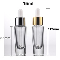 Flacon pompe compte-gouttes en verre transparent de luxe personnalisé pour sérum visage et cheveux, 15 ml, 30 ml