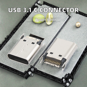 Conector USB 3.1 Tipo C Hembra para PCB con Montaje en Placa, Grosor de 1.0mm, Acero Inoxidable Chapado en Oro - Product Image 2