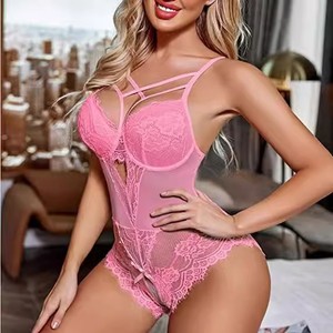 Bodysuit Lingerie Seksi Putih Berenda Bunga dengan Tali dan Aksen Bolong untuk Wanita, Pakaian Tidur untuk Malam Honeymoon - Product Image 2