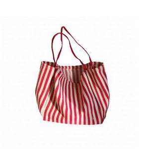 Customized Closure Fashion Cotton <b>Canvas</b> Lining Shoulder <b>Large</b> Capacity Korean Retro Striped All Seasons Street Style Tote <b>Bag</b> - Product Image 1