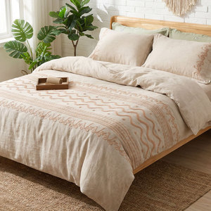Embroidered Customizable Linen 4-Piece <strong>Bedding</strong> Set, French Washed Dew Linen, Bed Sheets &amp; Duvet Covers, <strong>Bedding</strong> Wholesale - Product Image 3
