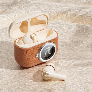 Écouteurs sans fil intra-auriculaires TWS avec finition grain de cuir, affichage numérique de la batterie et longue autonomie - Product Image 1