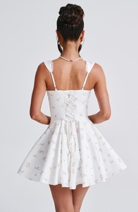 <span class=keywords><strong>Robe</strong></span> Courte d'Été Jaune Élégante à Laçage, Bretelles Fines et Sans Manches, Style Patineuse <span class=keywords><strong>Bustier</strong></span> pour Soirée et Fête Femme - Product Image 3