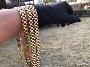 Kalung Rantai Kuba Desain Klasik Berlapis Emas Stainless Steel untuk Wanita Pria Perhiasan Rantai Nugget Rollie - Product Image 5