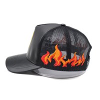 Casquette de baseball en cuir à 5 panneaux avec visière incurvée, broderie 3D personnalisée, haute qualité, prix bas, faible MOQ
