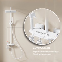 Ensemble de douche thermostatique numérique de luxe en laiton avec système de pluie, 4 fonctions, robinets à commande par touches de piano, jet de pulvérisation