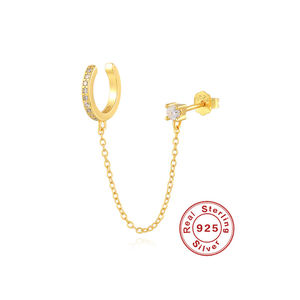 Pendientes de borla de circón de piedra CZ pequeños y bonitos de Plata de Ley 925 a la moda <span class=keywords><strong>sin</strong></span> agujeros para mujeres y niñas - Product Image 1