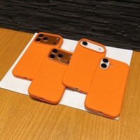 Coque Officielle Orange en Silicone Liquide Magnétique Ultra-Fine avec Anneau pour iPhone 17 17 Pro Max