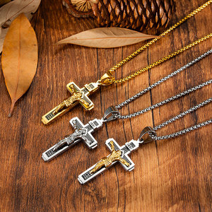 Religieuze Sieraden 18K Vergulde <span class=keywords><strong>Crucifix</strong></span> Christian Mens Jezus Kruis Hanger Ketting - Product Image 5
