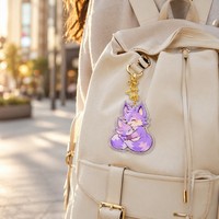Porte-clés en acrylique HanXin Boutique personnalisé, renard câlin Kawaii, série Parent-Enfant, breloque Anime, vente en gros, fournisseur d'usine, en vrac