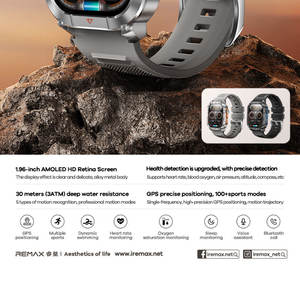 REMAX WATCH30 Outdoor <span class=keywords><strong>Pro</strong></span> AMOLED Retina Display Multi-GPS Tracking 3ATM Swim-Proof Health Monitoring 100 + Modes Montre intelligente - Product Image 4