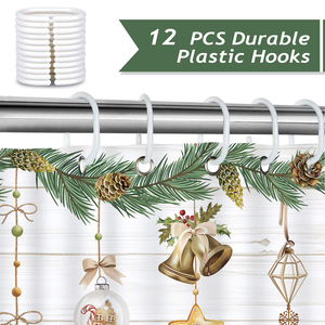 Ensemble de rideaux de <span class=keywords><strong>douche</strong></span> de Noël pour la décoration de la salle de bain, rideaux de <span class=keywords><strong>douche</strong></span> amusants avec motif d'arbre et de cabane en bois, cadeaux rustiques, ensemble de rideaux de <span class=keywords><strong>douche</strong></span> pour enfants - Product Image 3