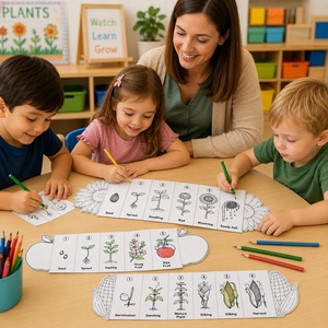 Activité sur le cycle <span class=keywords><strong>de</strong></span> vie des plantes pour enfants : Kit <span class=keywords><strong>de</strong></span> coloriage pliable en accordéon sur le parcours <span class=keywords><strong>de</strong></span> croissance des plantes, <span class=keywords><strong>de</strong></span> la <span class=keywords><strong>graine</strong></span> à la floraison - Product Image 3