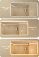 Espejo de Baño LED con 3 Colores, Regulable, Antivaho, con Iluminación Frontal y Trasera, Montado en la Pared, Horizontal