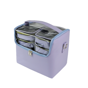 Grande trousse de maquillage de voyage en cuir PU avec 4 petites trousses, étanche, portable, avec fermeture éclair, boîte de rangement pour tatouage et maquillage - Product Image 2