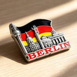 Imanes de nevera de metal personalizados, proveedor directo, imán de nevera plateado con la bandera de Berlín, Alemania, <span class=keywords><strong>Torre</strong></span> de TV, regalo - Product Image 3